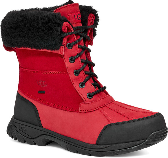 UGG Mens Butte Mono Samba Red Suede Waterproof Lugged Winter Boots Size 9 GUC - Picture 2 of 16